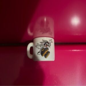Vintage Looney Tunes Mini Mug, WB, Rare Bugs Bunny Rollerblading , 1.25”